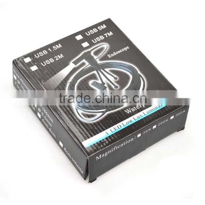 Portable diameter10mm Cable length 7m Waterproof snake hard wire driver usb endoscope camera