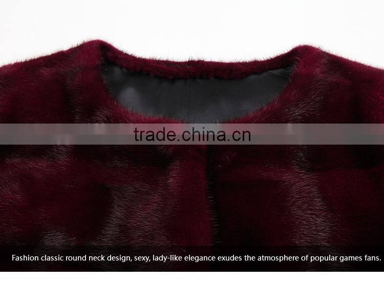 wholesale purple denmark mink fur coat with factory price