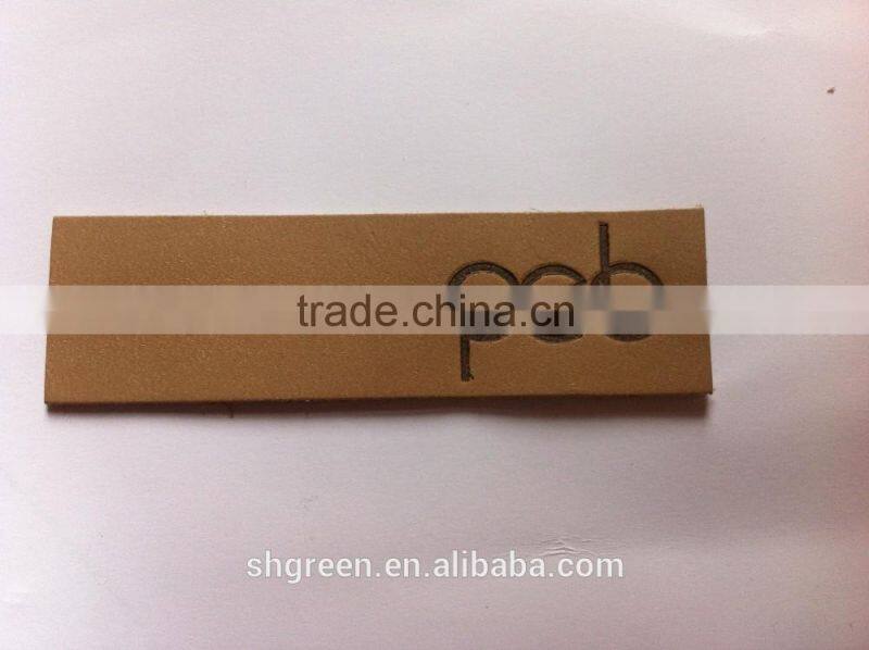 Brand leather label with sewing groove for easy stitching