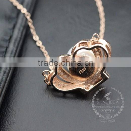 925 sterling silver shining crown with pearl creative pendant necklace fashion women necklace jewelry 6360462