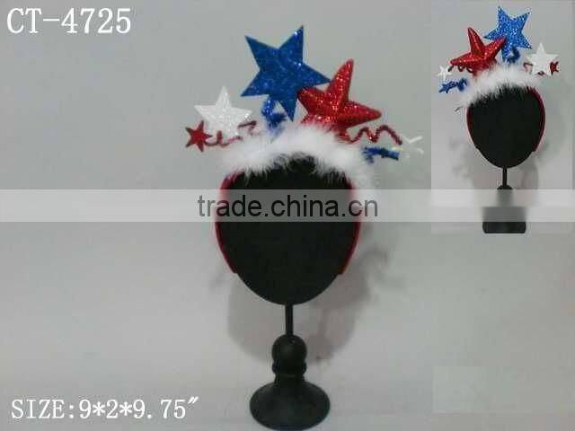 Lovely red glittered heart ,white feather headband party costume