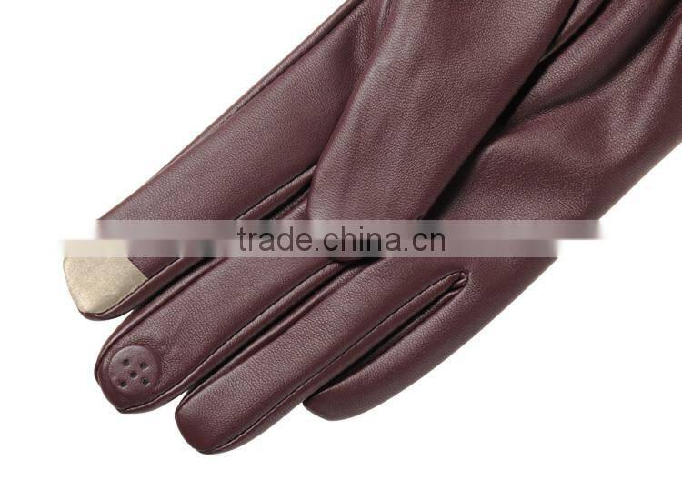 New design women bluetooth call touch screen PU leather gloves P-EWB030