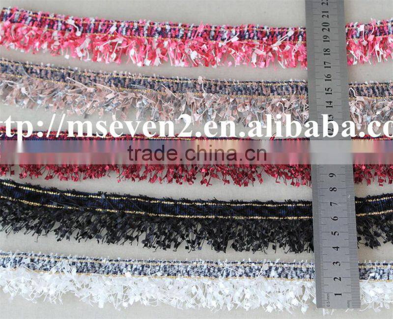 fashion color tassel fringe lace trim polyester tassel fabric embroidery lace