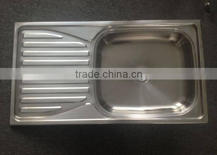 PS-375A,Rv ambry yacht for 304 stainless steel sink 10 cm depth ultra shallow basin single slot plate with drop.780X430X100mm