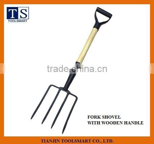 garden tools steel fork with wooden handle F1081