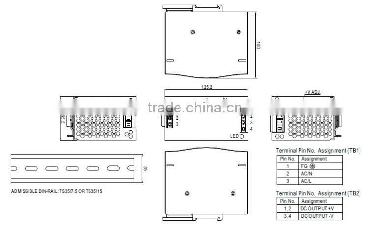 Single Output Industrial DIN Rail Power Supply DR-120-24 120W 5VDC 12VDC 24VDC Switching Power Supply
