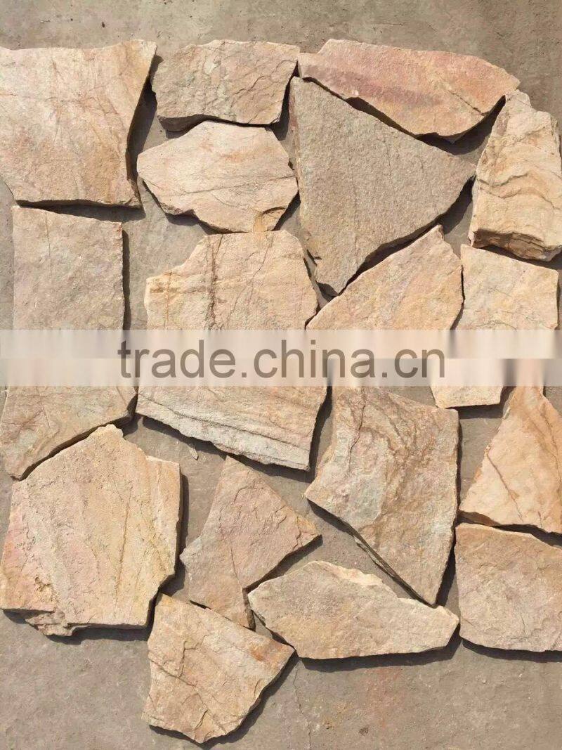 yellow crazy slate for wall panel