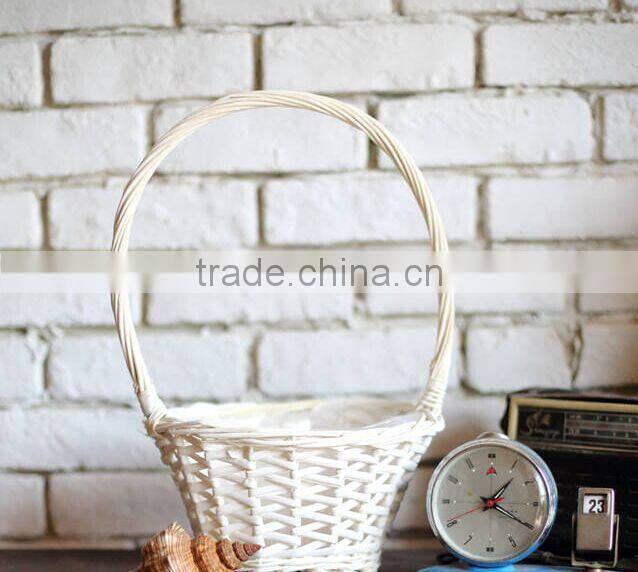 handmade white wicker flower basket wedding flower basket with plastic liner