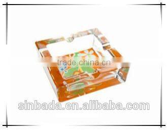 Glass ashtray with decal on bottom ,high quality glass ashtray,Promotion colord glass ashtray