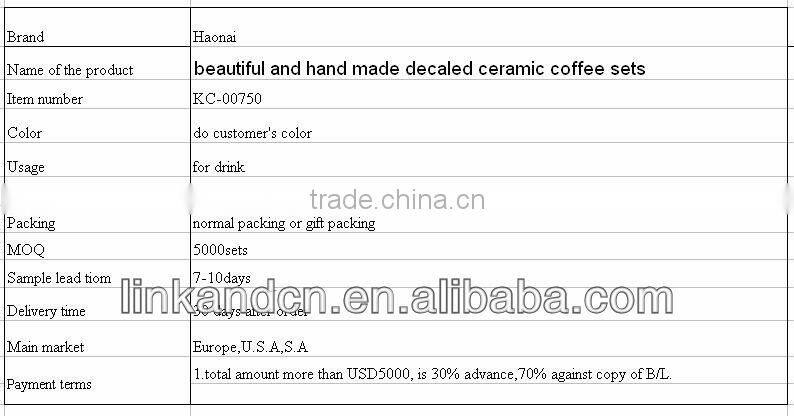 beautiful and hand made decaled ceramic coffee sets