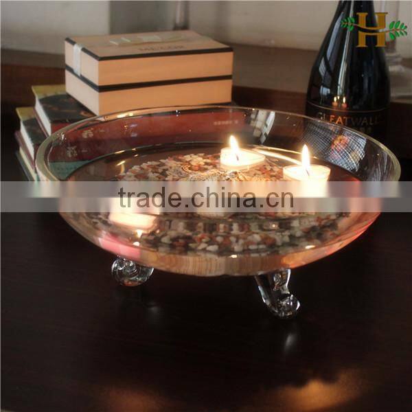 Handmade Footed Clear Glass Vase For Flowers Or Fish