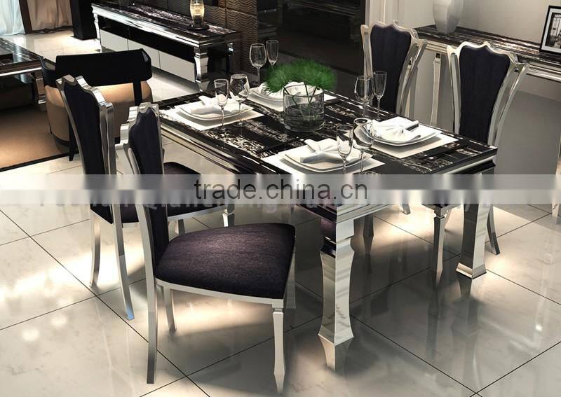 Latest Design Marble Stainless Steel Hot Pot Table