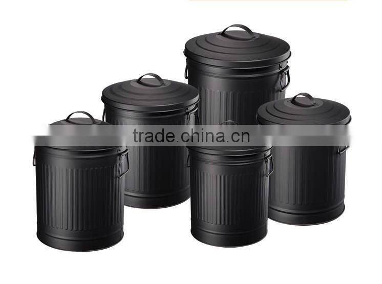 Black Trash Bin Set of 5