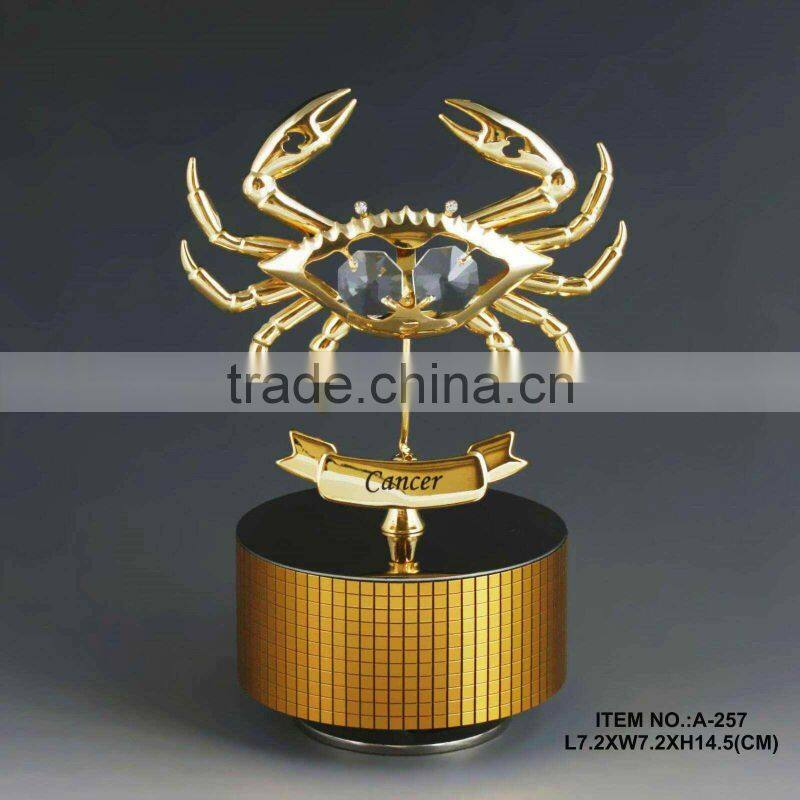 Good Quality 24K gold plated Zodiac Leo Music Box made with swarovski elements