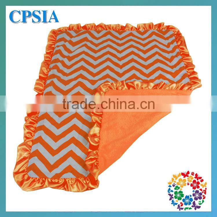 White & Grey Chevron Baby Blanket With Polk Dots Ruffles Made In China Wholesale Wool Blanket