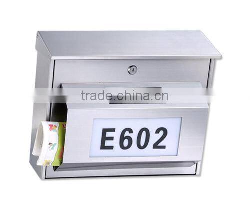 FQ-127 Classic Stainless Steel Mailbox,Lockable Letterbox,wall mounted mailbox
