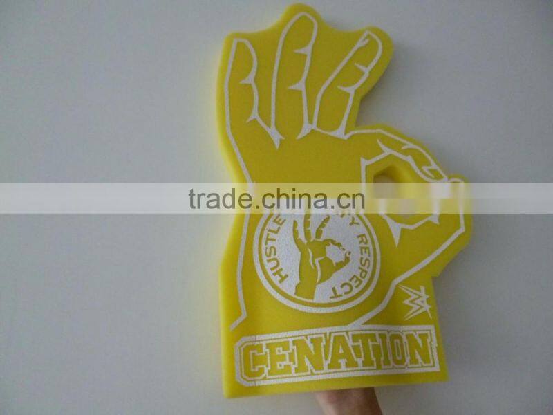 orange OKAY shape design sponge Foam Hand gloves