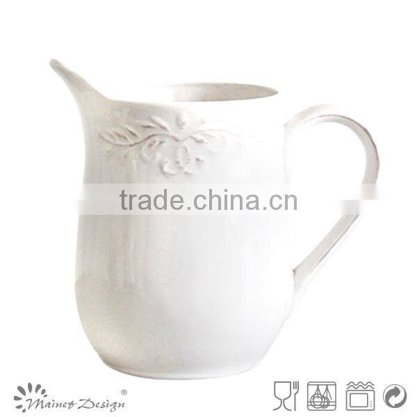 2015 Delicate White Emboss Crockery Stoneware Houseware dots pattern Pitcher