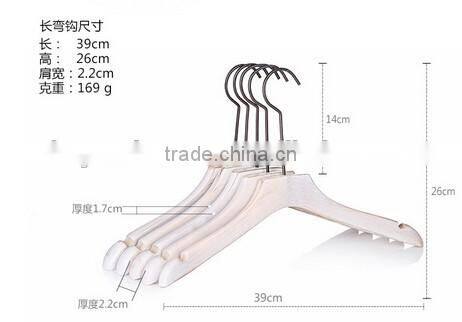 Old flat white lady clothing store retro Anti skid coat hanger white wood hanger
