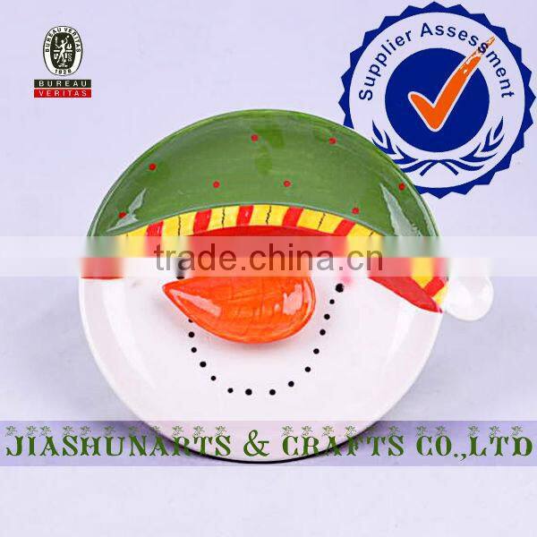 Snowman Head Model Ceramic Food Divider Plate
