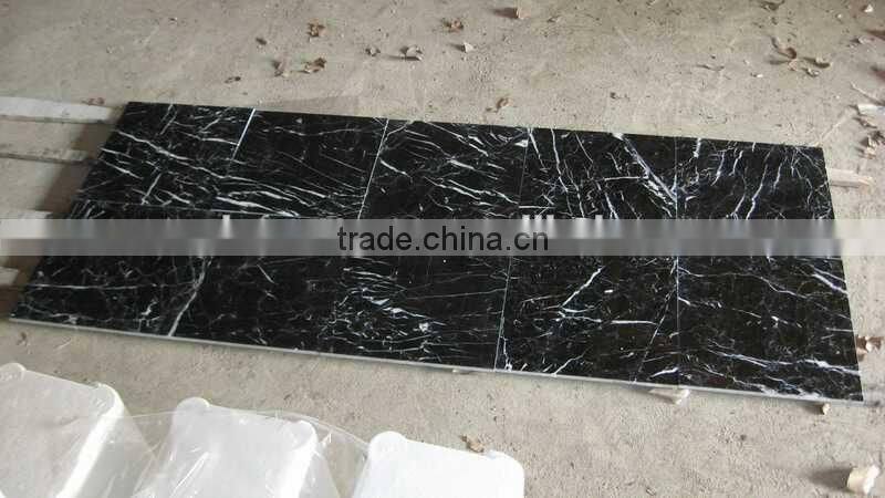 Polished Black Marquina marble tile