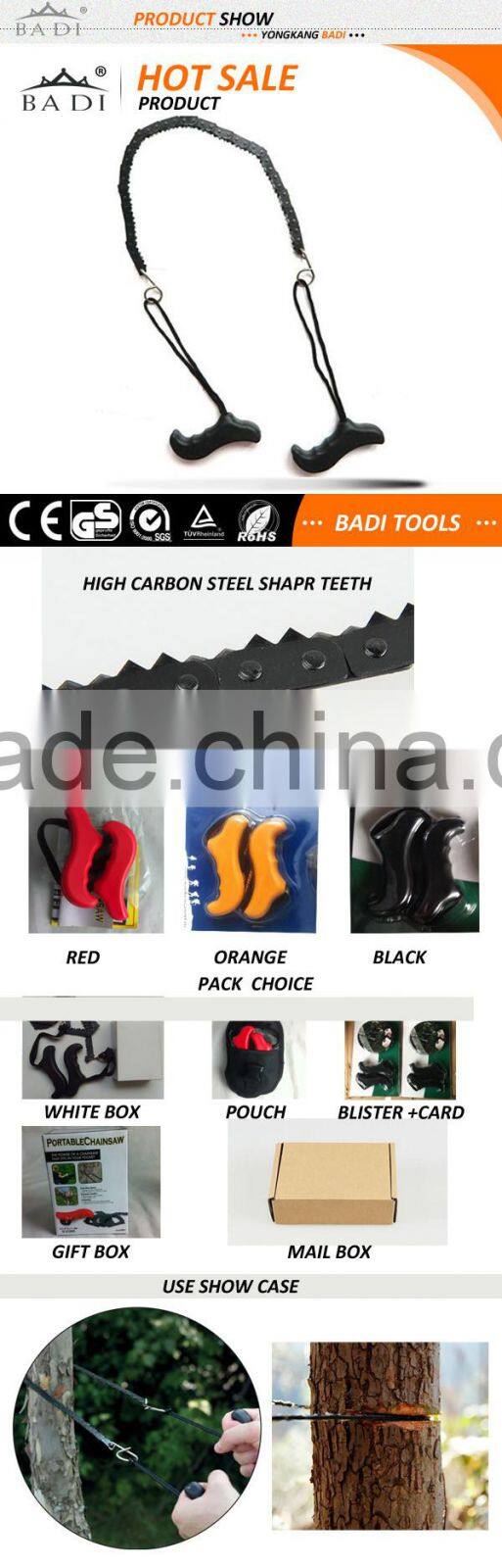 made in yongkang survival pocket hand chainsaw