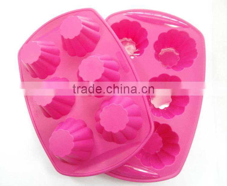 Nice 6 cavity Rose shaped silicone cake pan | cake mold