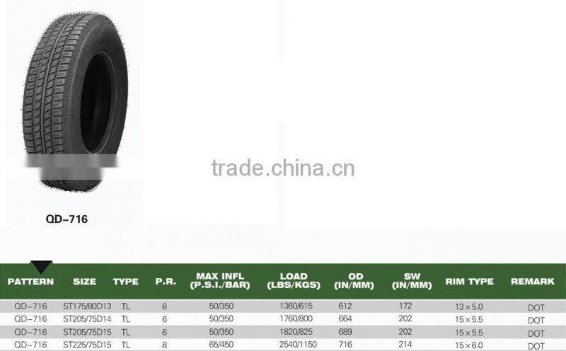 ST225/75D15 8pr china trailer tire