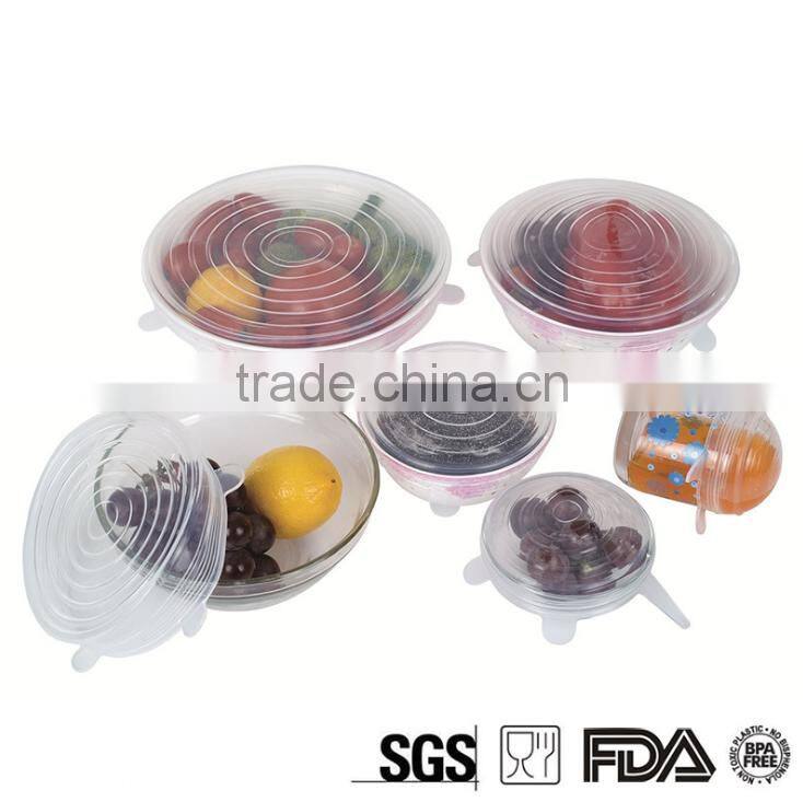6 packs FDA approved Silicone strech Lids, silicone suction lid