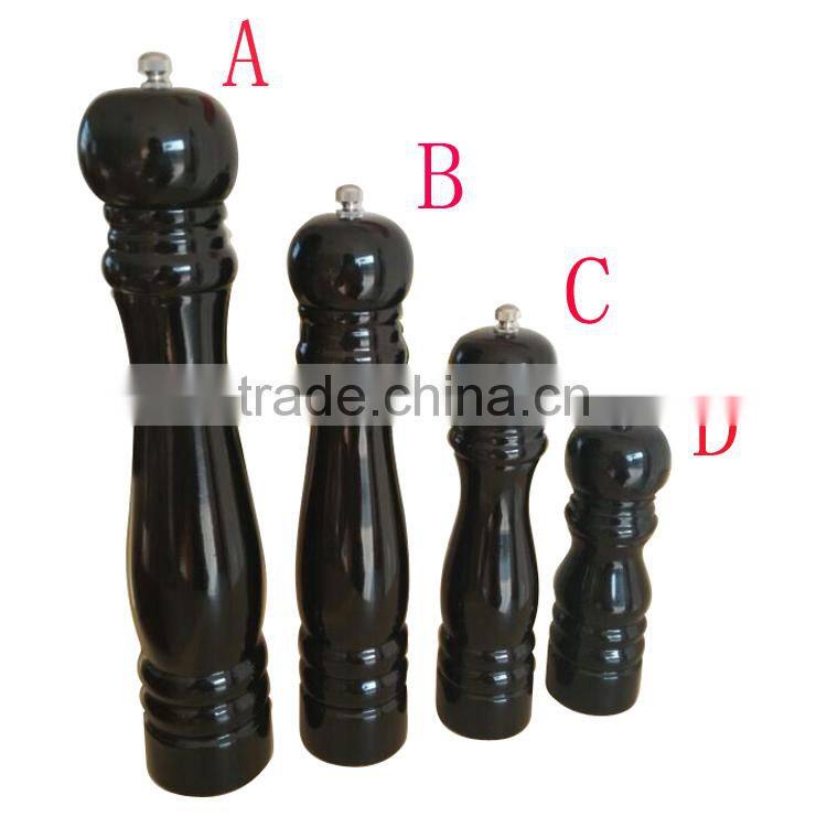 manual black wooden pepper grinder, salt and pepper grinder set, pepper mill