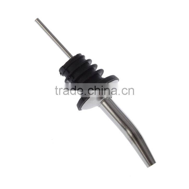 Stainless Steel Liquor Spirit Wine Bottle Pourer Free Flow Spout Rubber Stopper Drip Stop Wine Pourer Wine Measured Pourer
