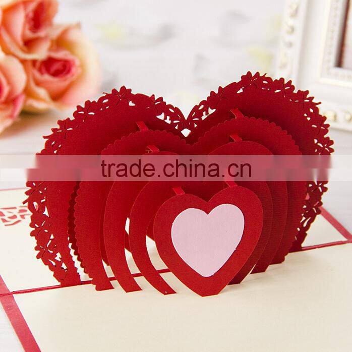 High Quality Paper Material Happy Wedding Day Card, Greeting Card,Valentine Day Card 3D Paper Handmade Folding Greeting Cards