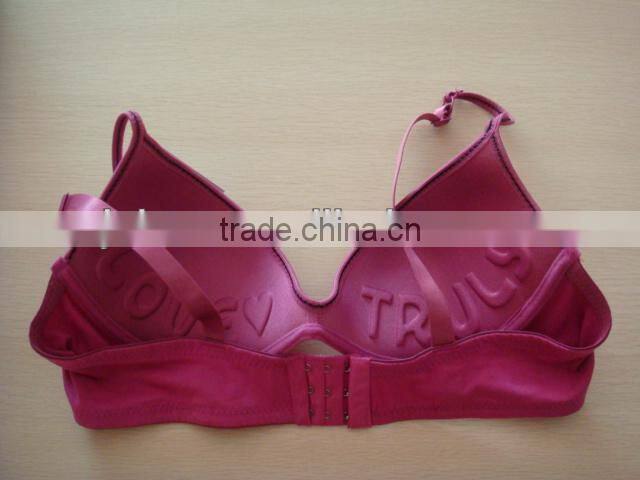 js-1005 Popular Comfortable Sexy half cup Plain Sports bra with embossing letters (accept OEM)