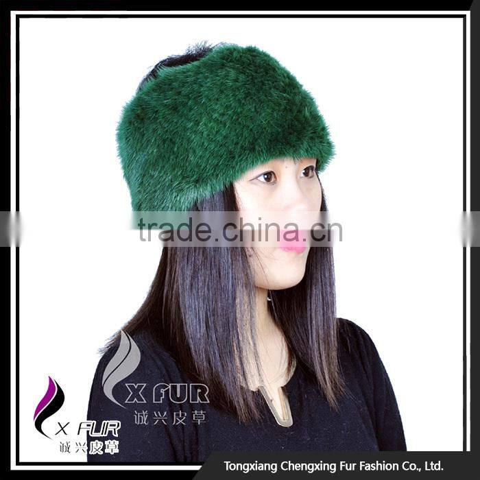 CX-E-29D Knitted Mink Fur Scarf And Snood Girls Fashion Hairband