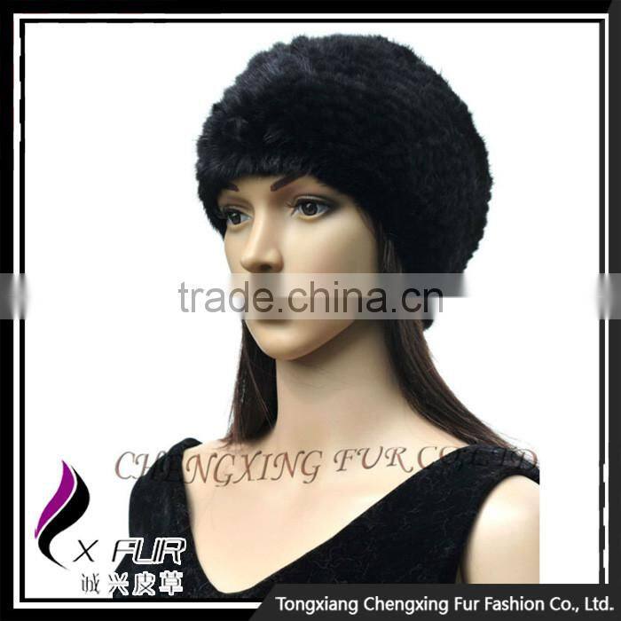 CX-E-10G Knitted Women Head Scarf Mink Fur Stretch Elastic Headband