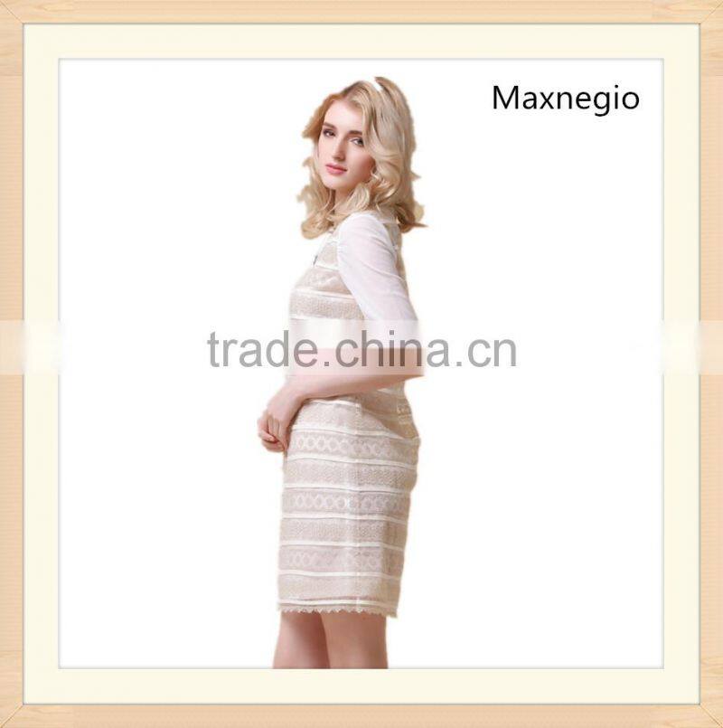 Embroidery stripe styles ladies elegant short sleeve dresses