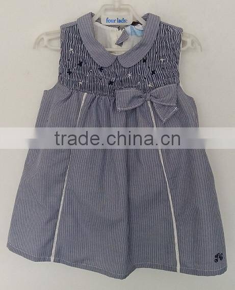 2016 baby girls grey color embroidered dress for summer