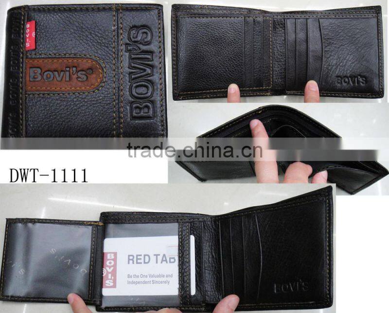 Fashion Golden supplier men genuine leather black luxury wallet