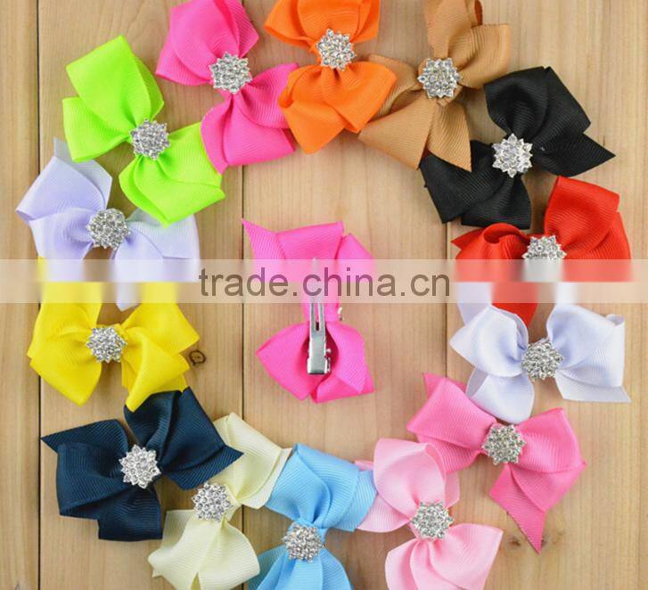DIY fabric bow with crystals elegant flower fabric bow knot decrations wholesale fashion bow jewelry accessories