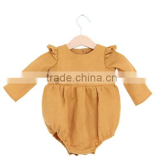 Boutique Baby Soft Clothes Infant Plain Lavender Bodysuit Baby Girls Lace Ruffle Birthday Gift Romper