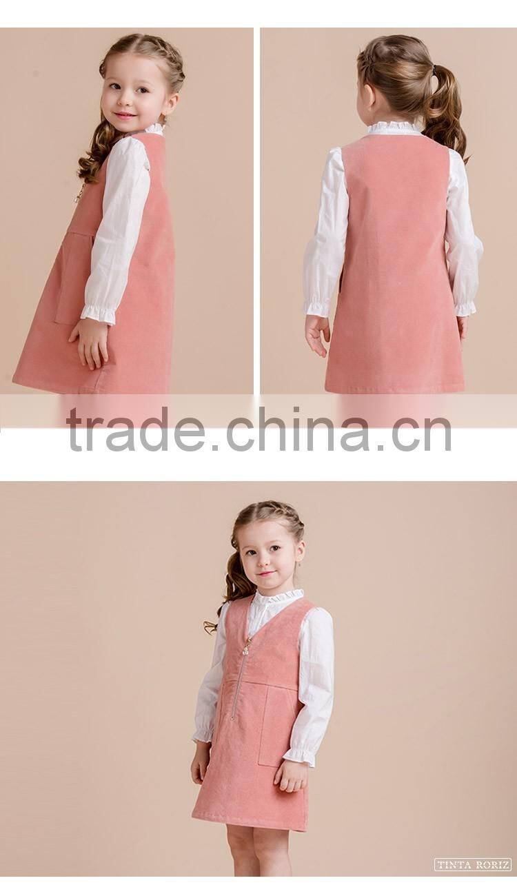 2017 Girls Casual Frock Designs For Party Kids Clothes Of 2pcs Set Including Sleeveless Dress And Shirt