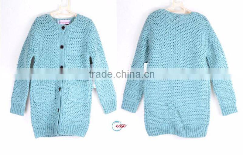 Baby pure color Knitted cardigan sweater with carton pattern