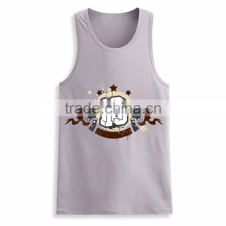 Custom printed design bulk mens fitness 95% cotton 5% spandex tank top