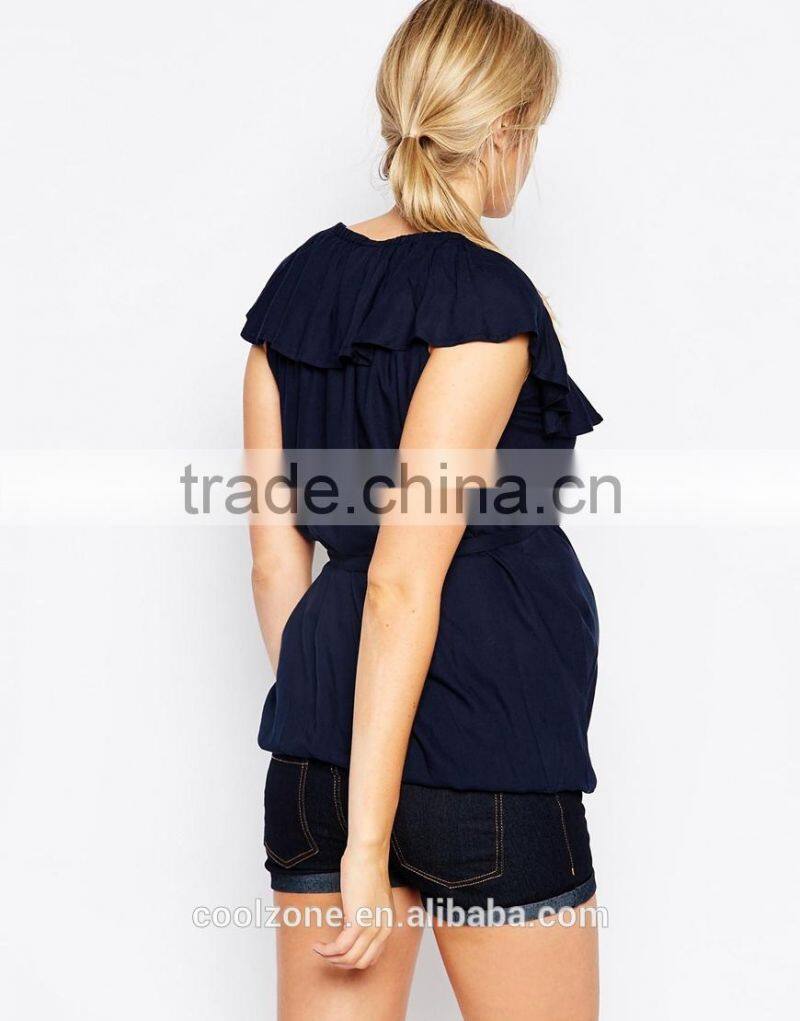 Regular fit lightweight fabric self-tie belt maternity tee wholesale maternity clothes