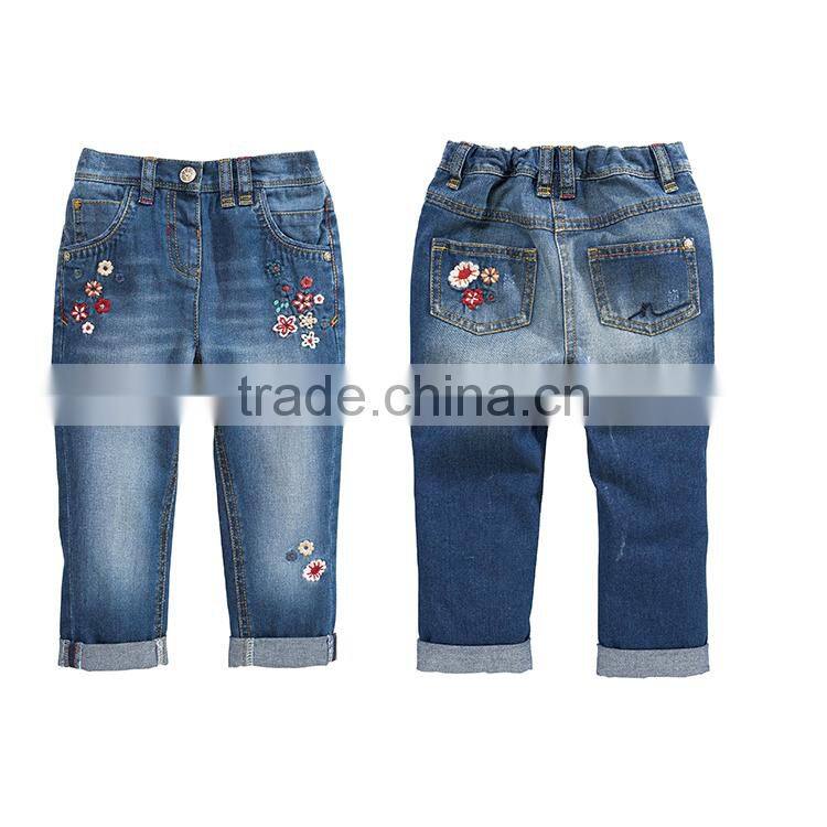 2017 Hot new product baby girl clothes pure denim long trouser skinny child jean