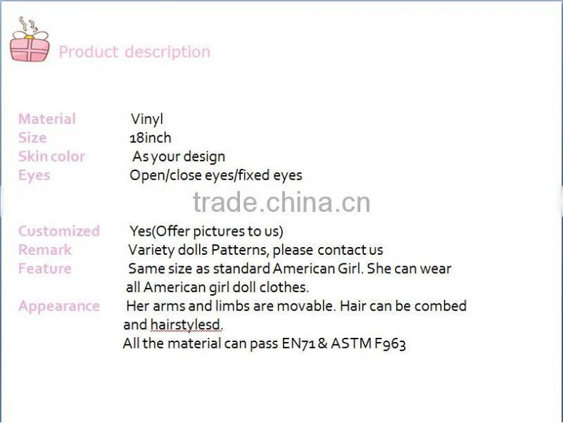 fashion full vinyl 18 inch doll with high quality