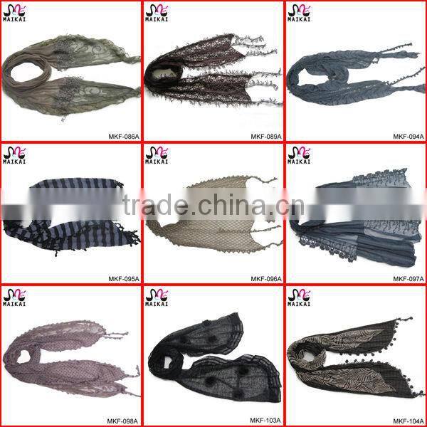 Wholesale new fashion lady's embroidery cotton shawl scarf