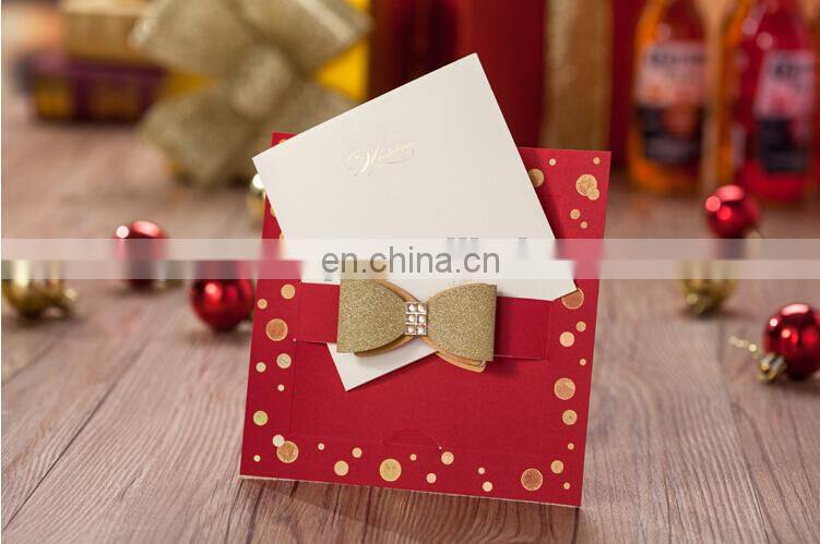 Red bow design business card wedding invitation card