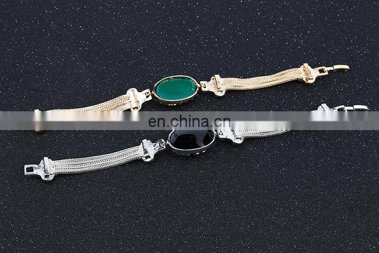 Retro Style Bracelet Multi Alloy Line Hollow Bracelet Colorful stone Bracelet Silver