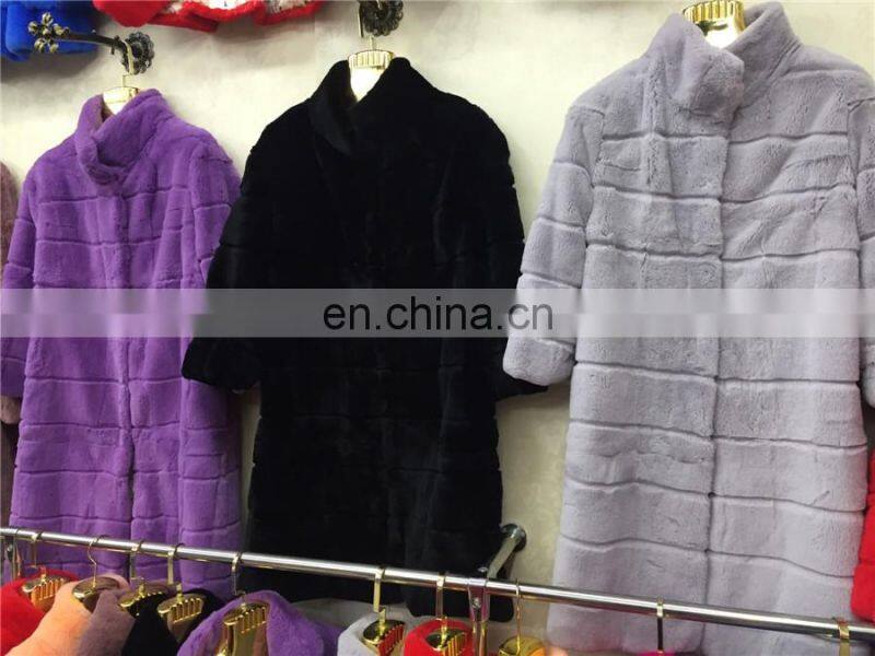 New Fashioned Rex Rabbit Fur Coat Whole Rabbit Fur Skin Women Clothes